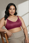 Zivame True Curve Jacquard Lightly Lined Non Wired Full Coverage Minimiser Bra - Red Plum — thumbnail 5